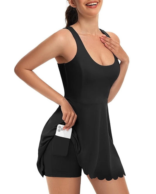 Womens Tennis Dress,Workout Dress with Built-in Bra & Shorts Pockets Summer Dress for Golf Athletic Dresses for Women