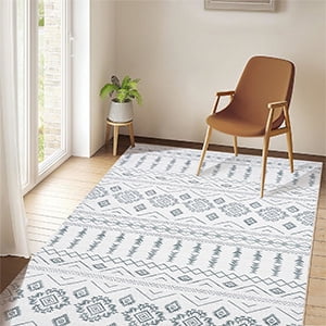 Washable Area Rug 3x5 Rugs for Living Room Retro Flowers Machine Non-Slip Bedroom Rug Vintage Trellis Throw Rug Distressed Carpet for Dining Room Office Carpet