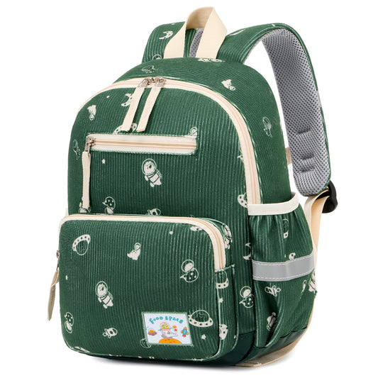 Toddler Backpack for Girls Boys Ages 2-6, Lightweight Preschool Daypack with Reflective 360¡ã Visibility Easy-Clean PU Bottom, Green Astronaut