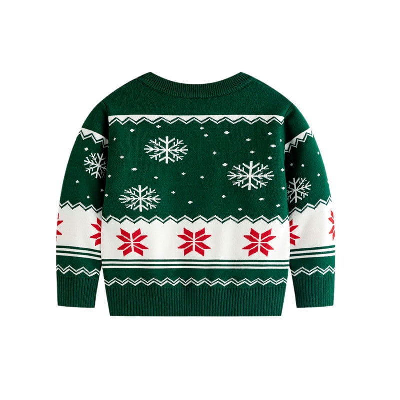 Kuleyang Toddler Boys Girls Christmas Elk Sweaters Xmas Winter Cute Knit Cartoon Prints Unisex Top Clothes Green 3 Years