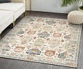 OldPAPA Boho Persian Area Rug - 3'x5' Washable Rugs for Living Room,Machine Washable Rug with Non-Slip,Small Rug Vintage Accent Low Pile Rug for Entryway Bedroom Bathroom Dining Door Mat