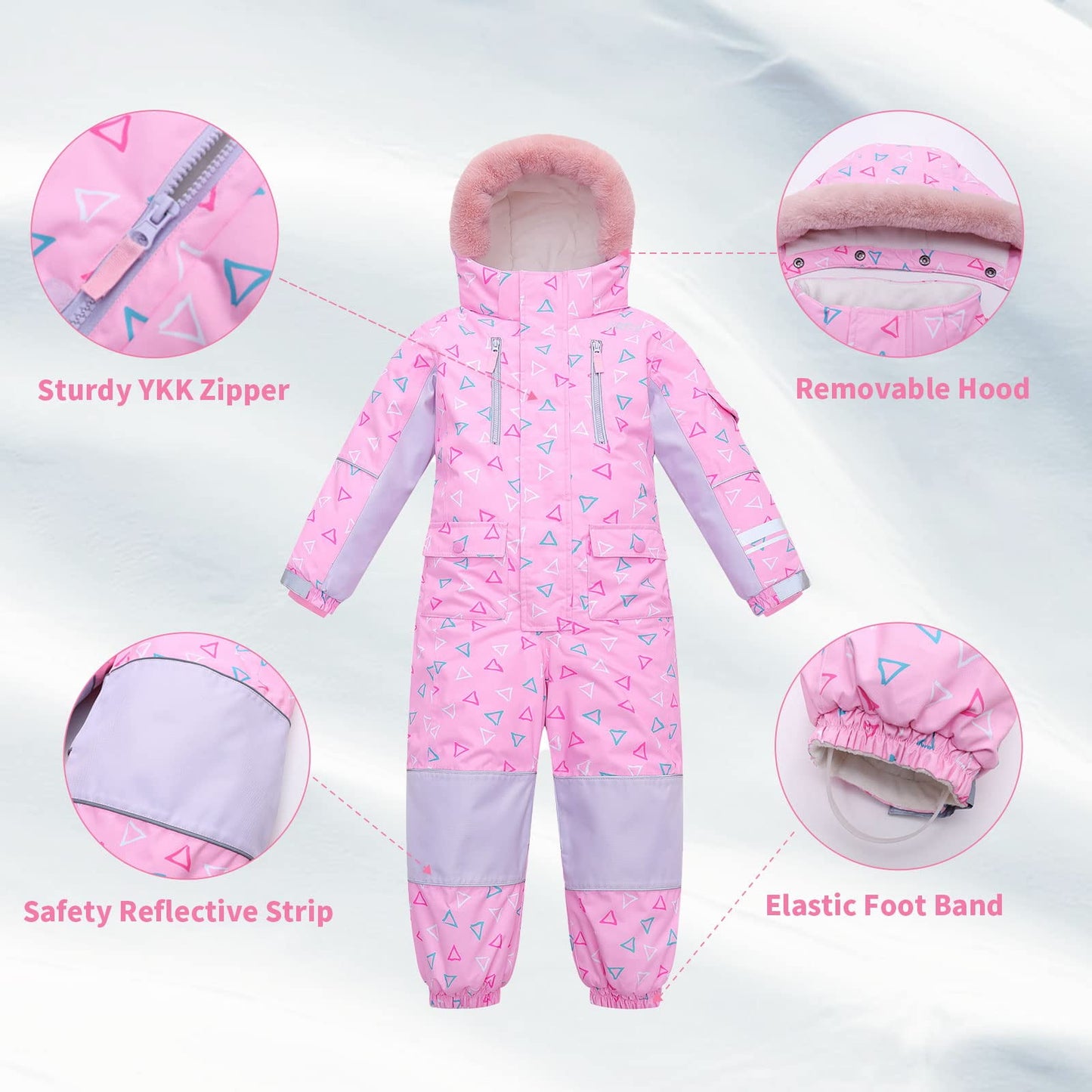 Kids Snowsuit One Piece, Girls Snow Suit Waterproof, Boys Ski Jacket Jumpsuits Overalls for Skiing Snowboarding