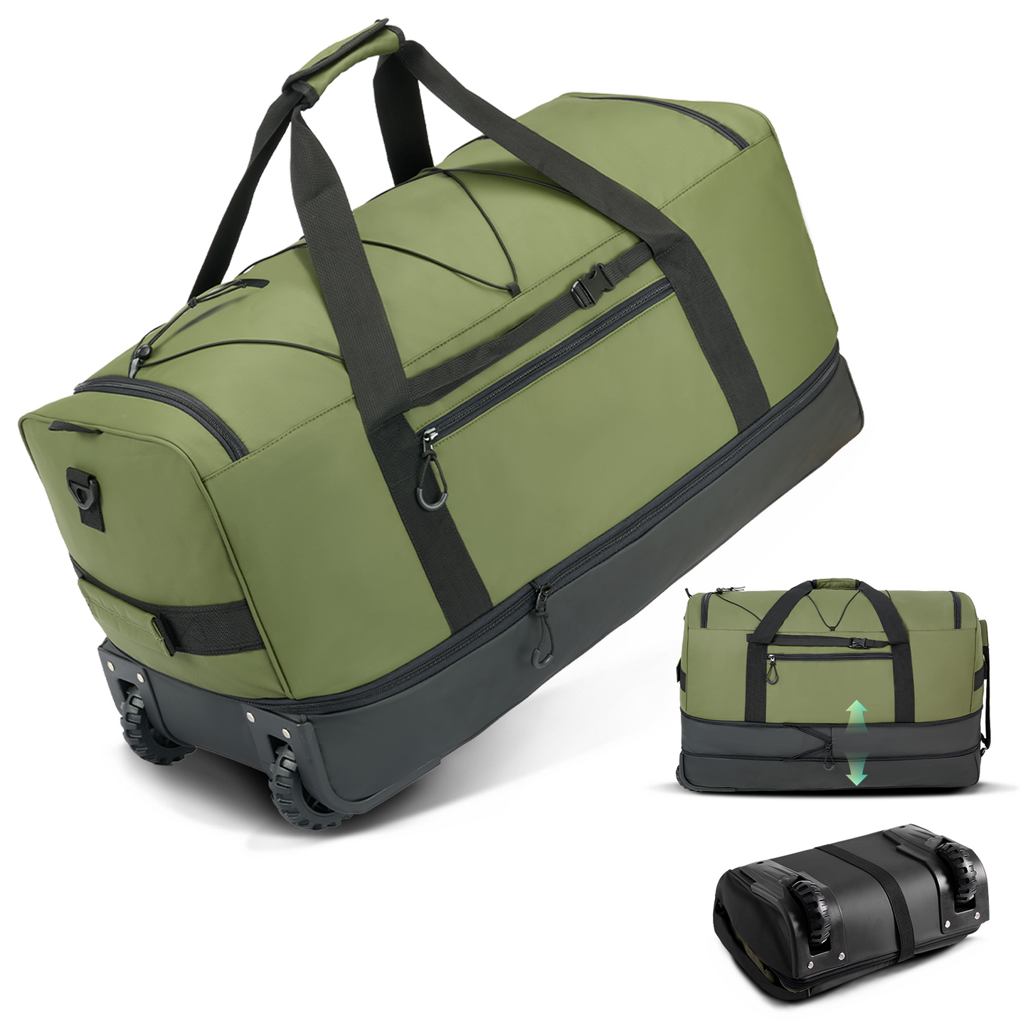 Fegat Foldable Rolling Duffel Bag,30'' Travel Duffel Bag Expandable 100L-120L Heavy Loads Design,Large Waterproof Wheeled Bag for Travel with Straps & Lock