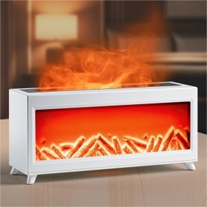 Essential Oil Diffuser, Fireplace Fire Flame Aromatherapy Diffuser, 220ml Ultrasonic Cool Mist Humidifier, Scent Aroma Diffuser with 7 Colors Light, Timer & Auto-Off for Home, Room