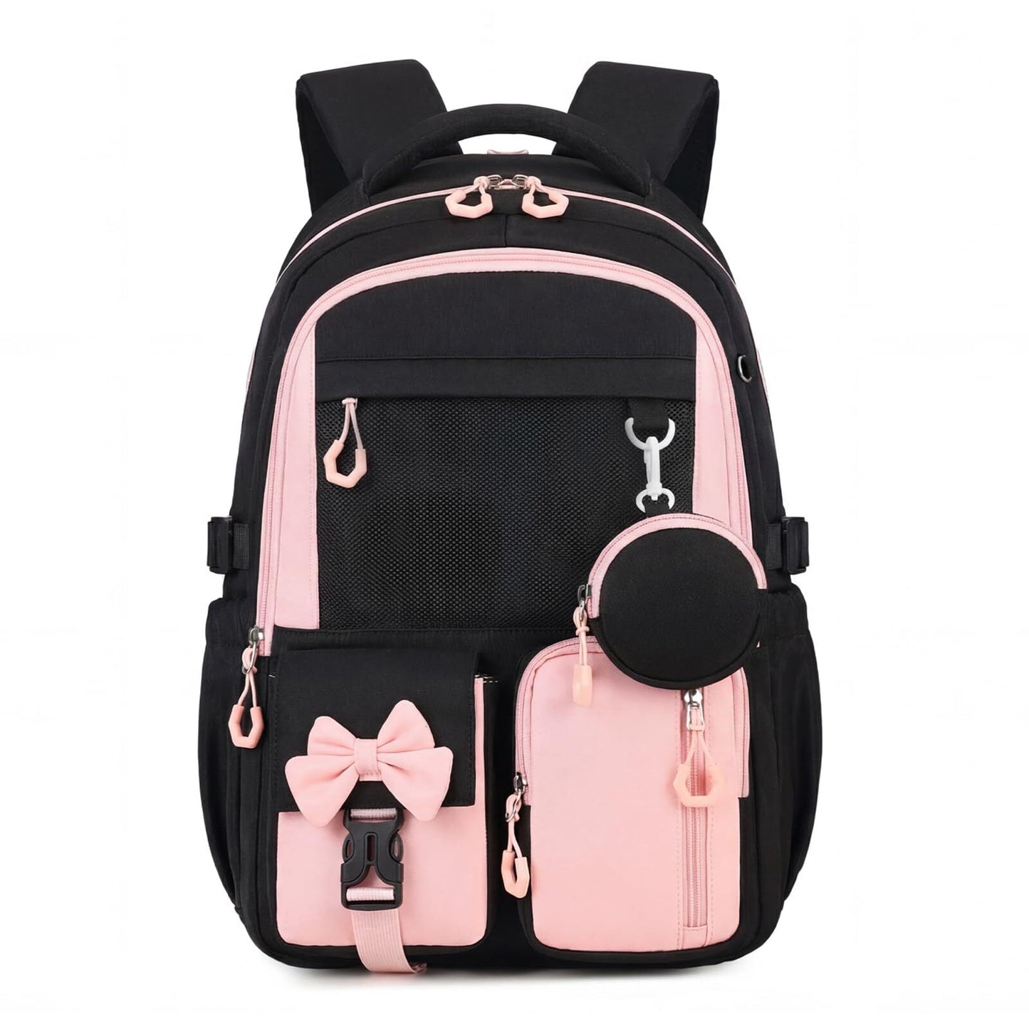 Girls School Backpack Waterproof Lightweight Bookbag with Reflective Straps & Trolley Strap for Grades 3-7, Blue