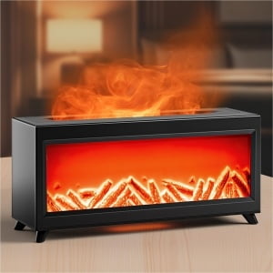 Essential Oil Diffuser, Fireplace Fire Flame Aromatherapy Diffuser, 220ml Ultrasonic Cool Mist Humidifier, Scent Aroma Diffuser with 7 Colors Light, Timer & Auto-Off for Home, Room