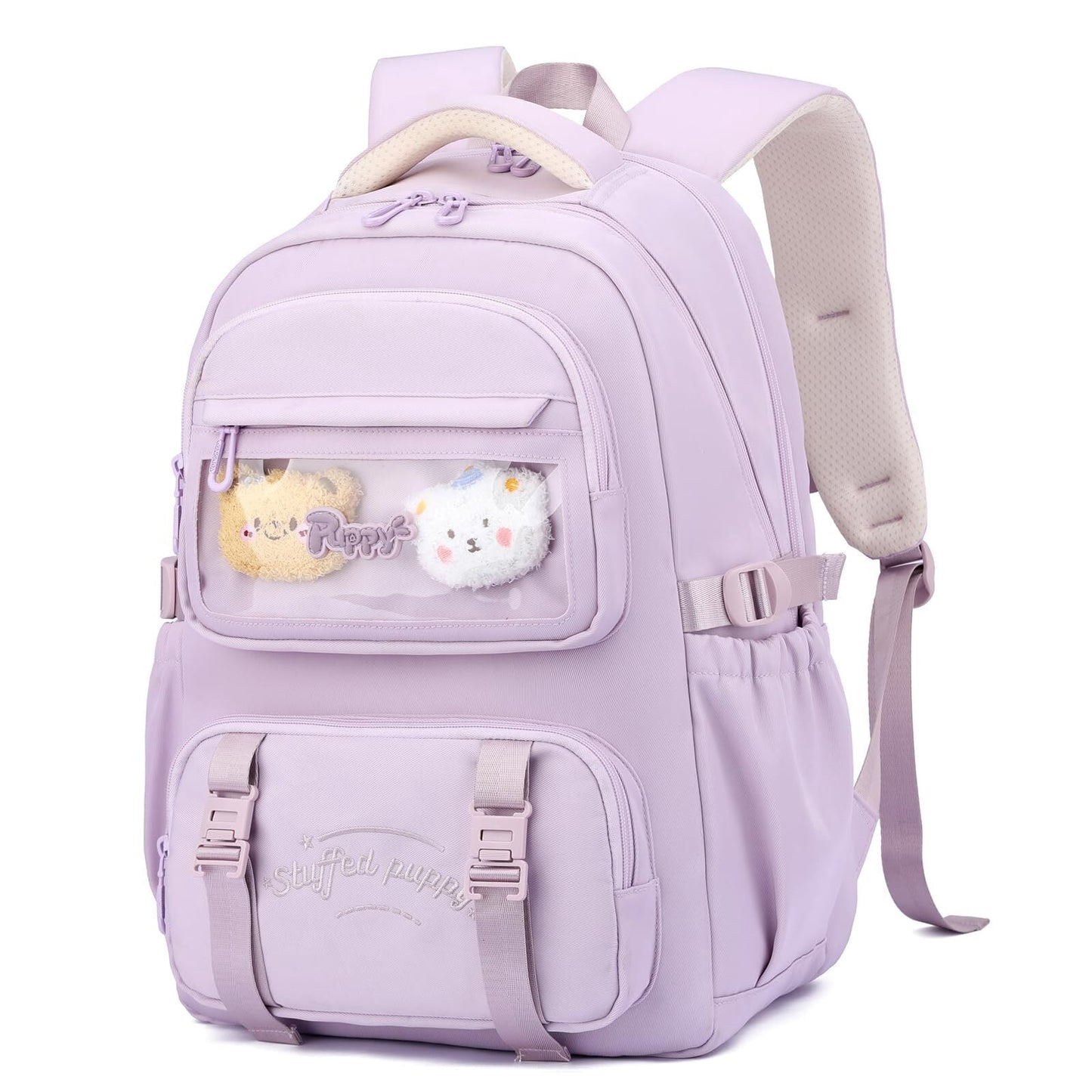 Girls School Backpack Lightweight Waterproof Laptop Backpack for Teen Girls, Large Casual Bookbag with Cute Ornament for Elementary Middle School Purple