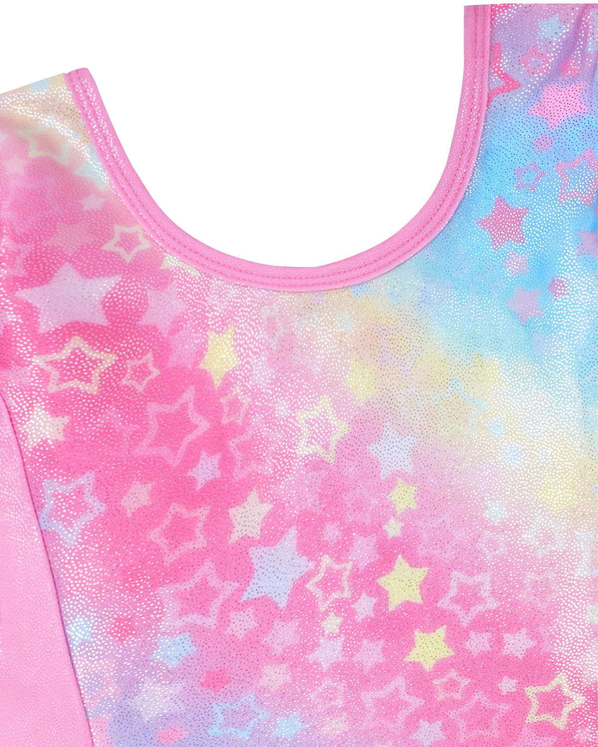 Gymnastics Leotards for Girls Cross Back,Long Sleeve Sparkly Dance Biketards with Shorts Ballet Outfit for 3-12 Years
