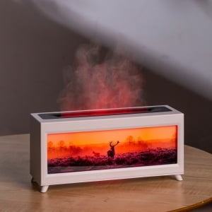 Essential Oil Diffuser, Fireplace Fire Flame Aromatherapy Diffuser, 220ml Ultrasonic Cool Mist Humidifier, Scent Aroma Diffuser with 7 Colors Light, Timer & Auto-Off for Home, Room