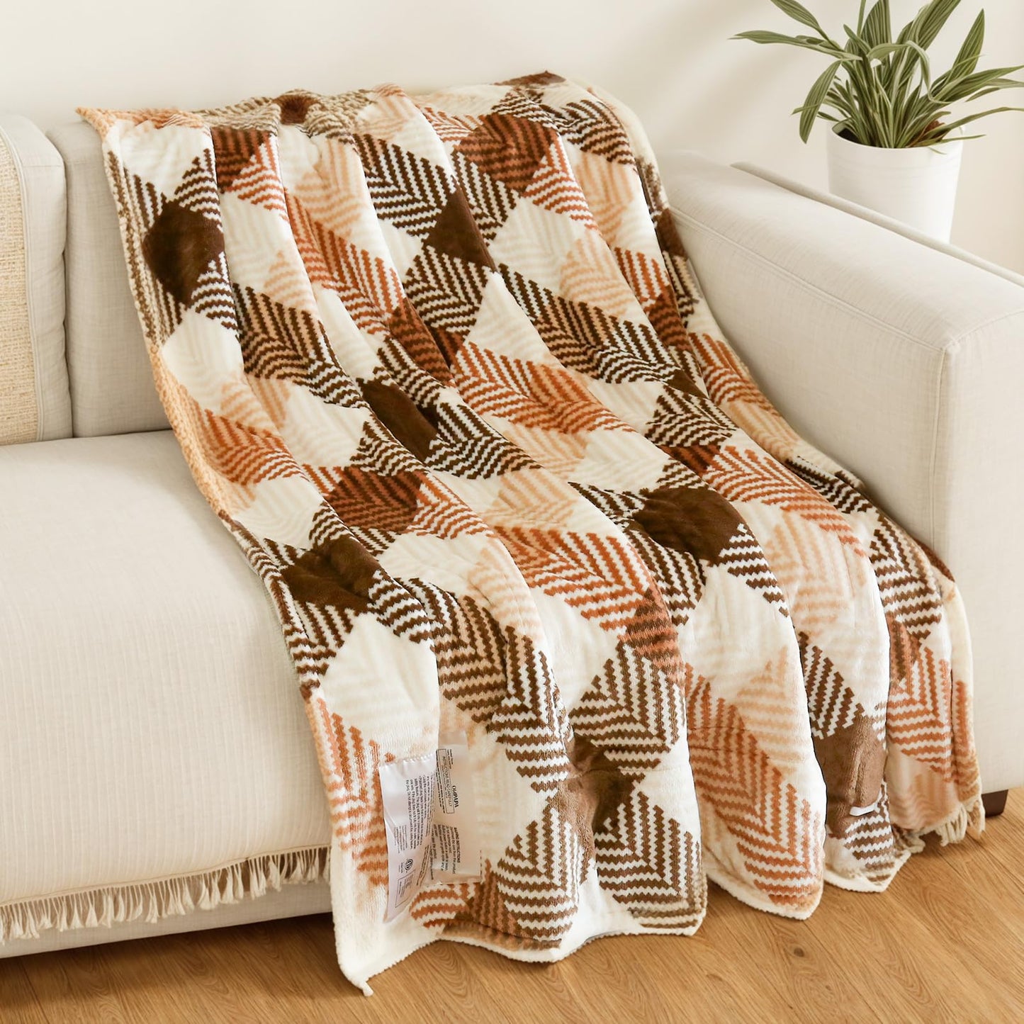 Heated Blanket King Size 100"x90", Dual Control Cozy Sherpa Electric Blankets for Bed with 10 Fast Heating Levels, 12H Auto Off, ETL Certified, Soft Washable Blanket for Home Use, Brown Plaid