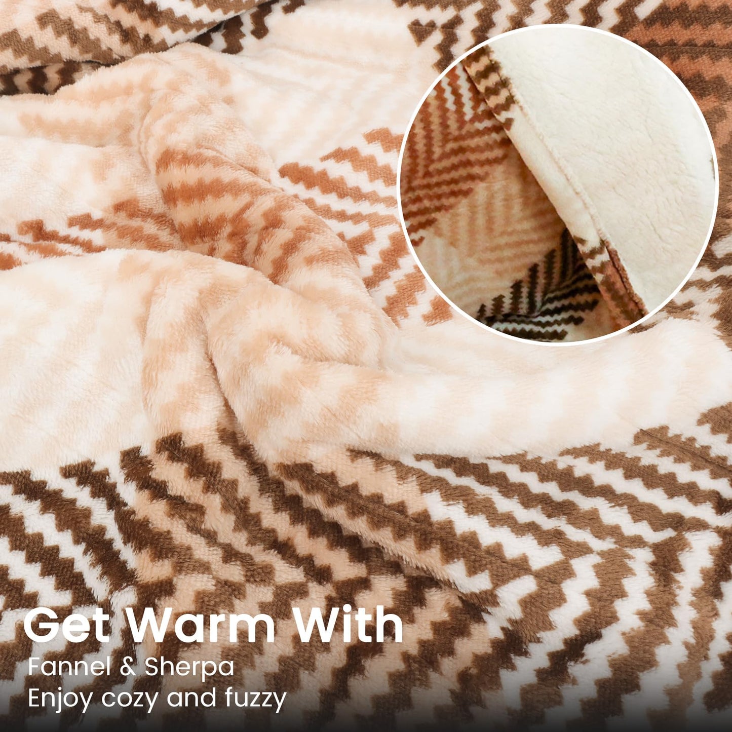 Heated Blanket King Size 100"x90", Dual Control Cozy Sherpa Electric Blankets for Bed with 10 Fast Heating Levels, 12H Auto Off, ETL Certified, Soft Washable Blanket for Home Use, Brown Plaid