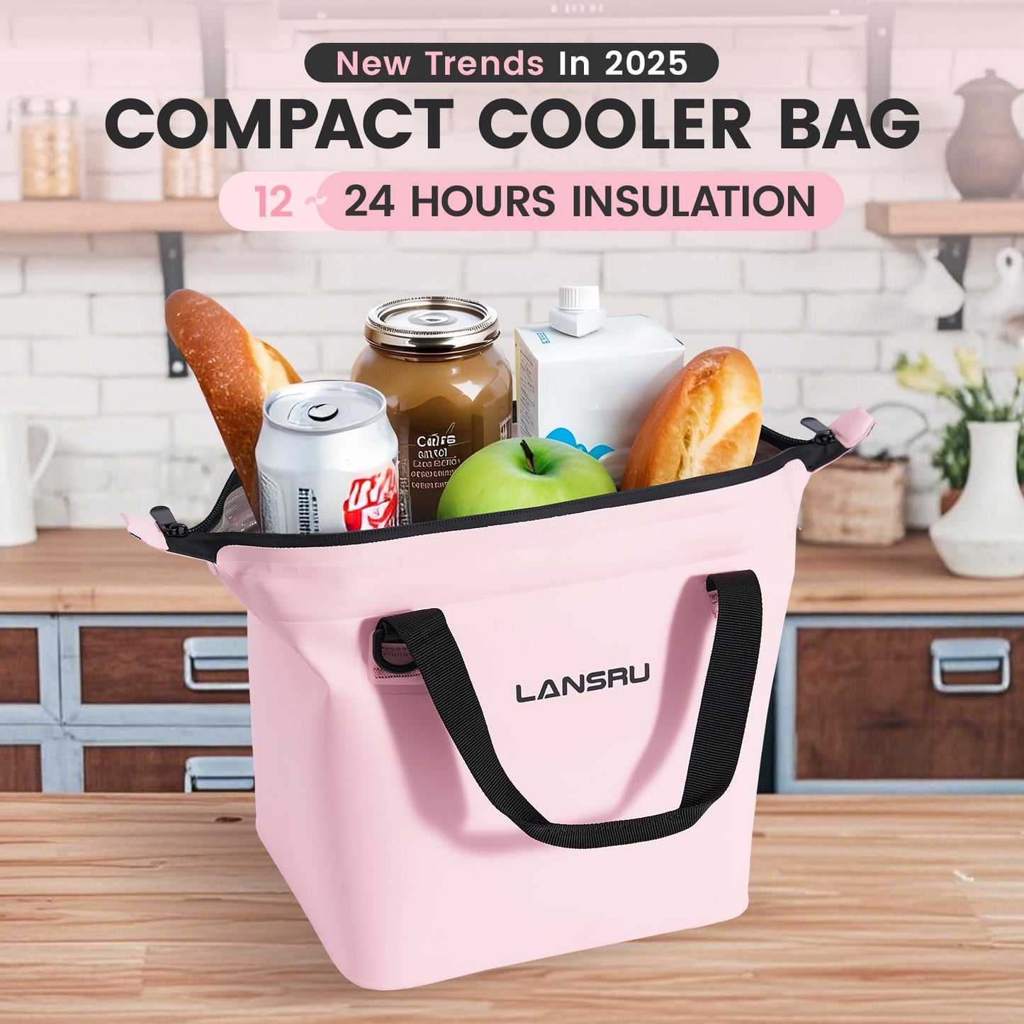 Fegat Mini Soft Cooler Bag,Portable TPU Insulated Soft Sided Cooler, 24-Hour Cooling Camping Bag for Lunch, Beach, Drink,Outdoors, 10-Can 5 Liters