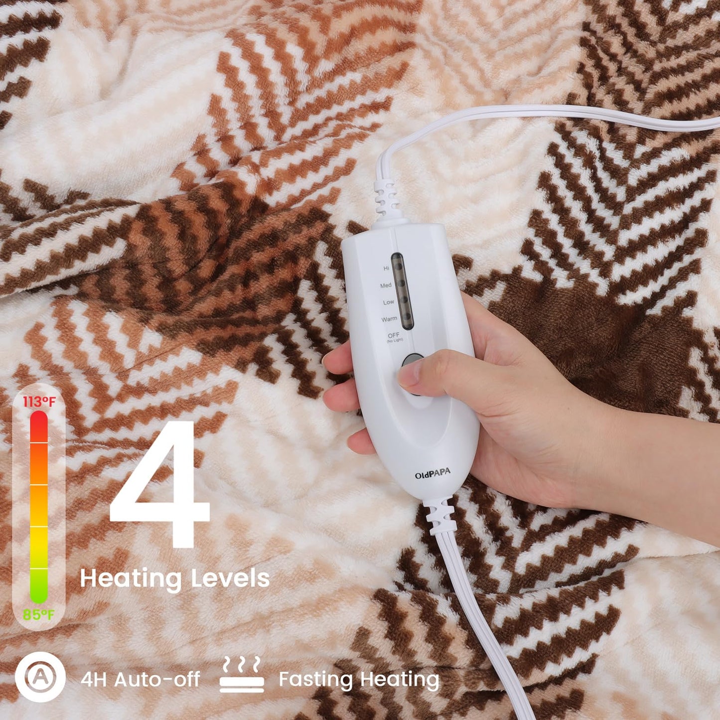 Heated Blanket King Size 100"x90", Dual Control Cozy Sherpa Electric Blankets for Bed with 10 Fast Heating Levels, 12H Auto Off, ETL Certified, Soft Washable Blanket for Home Use, Brown Plaid