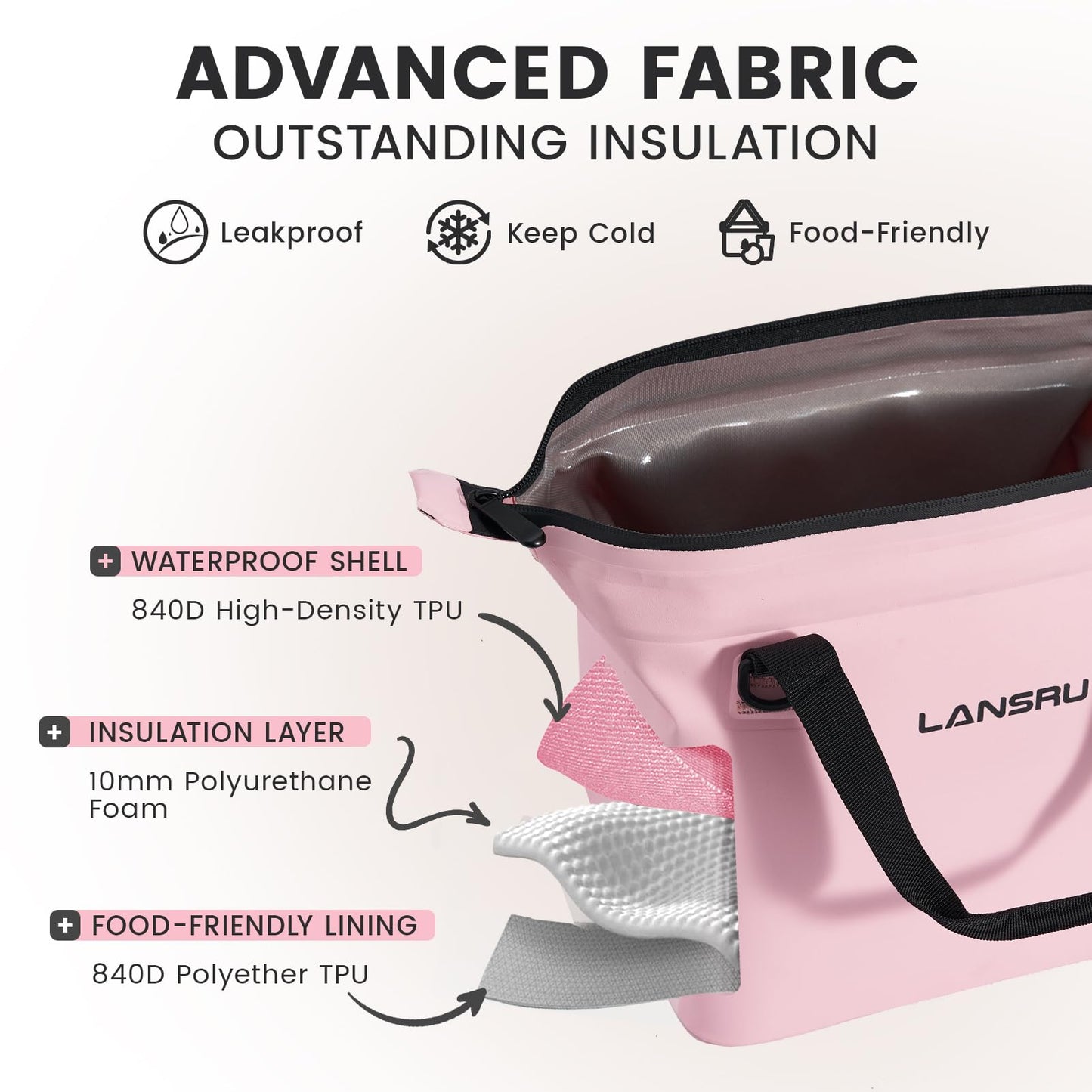 Fegat Mini Soft Cooler Bag,Portable TPU Insulated Soft Sided Cooler, 24-Hour Cooling Camping Bag for Lunch, Beach, Drink,Outdoors, 10-Can 5 Liters