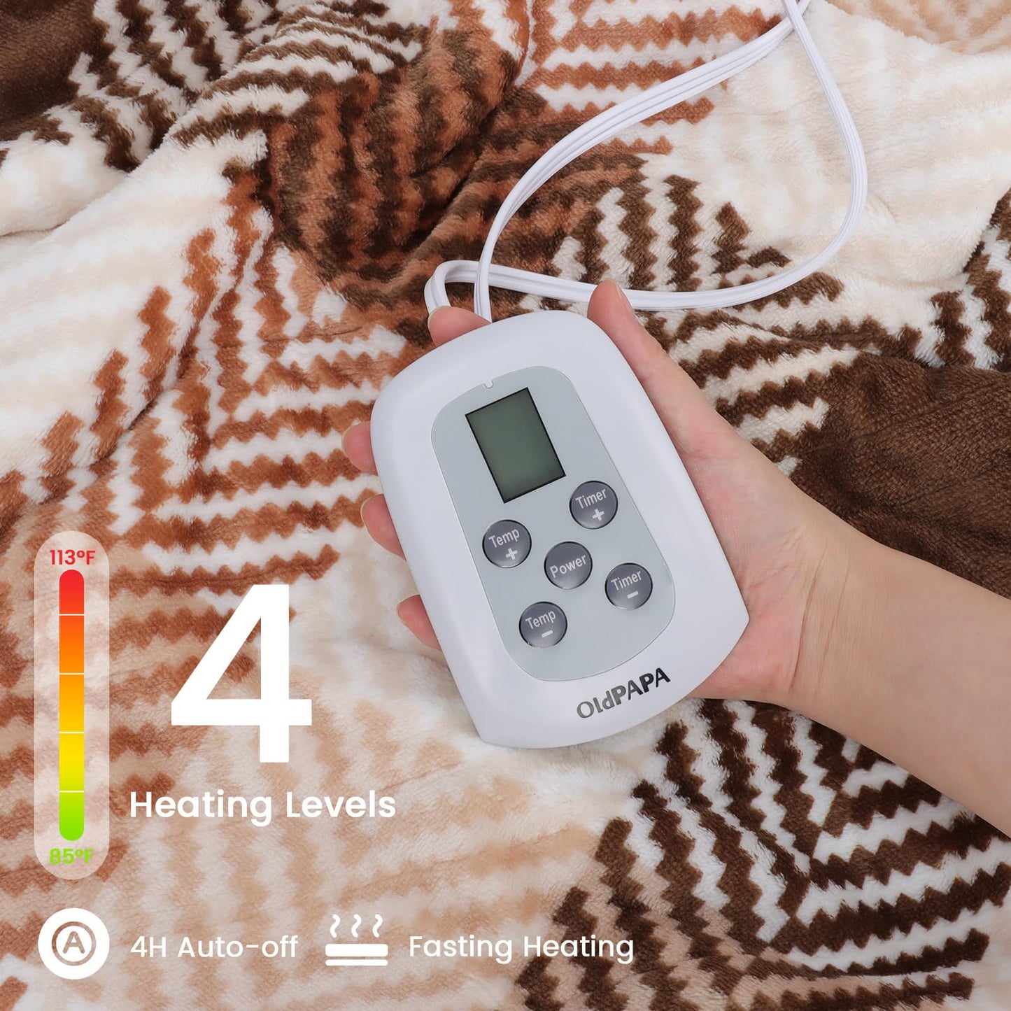 Heated Blanket King Size 100"x90", Dual Control Cozy Sherpa Electric Blankets for Bed with 10 Fast Heating Levels, 12H Auto Off, ETL Certified, Soft Washable Blanket for Home Use, Brown Plaid