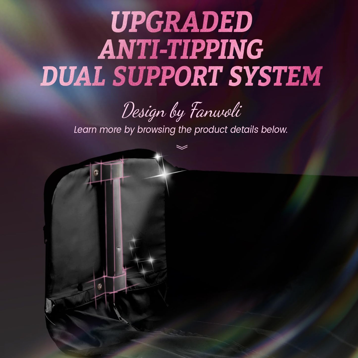 Fegat Dance Bag with Garment Rack, 23" Glittering Rolling Dance Competition Bag Prism-Glowing Waterproof Dance Duffel Bag Costume Suitcase for Dancers Performer Artist,Sparkle Purple