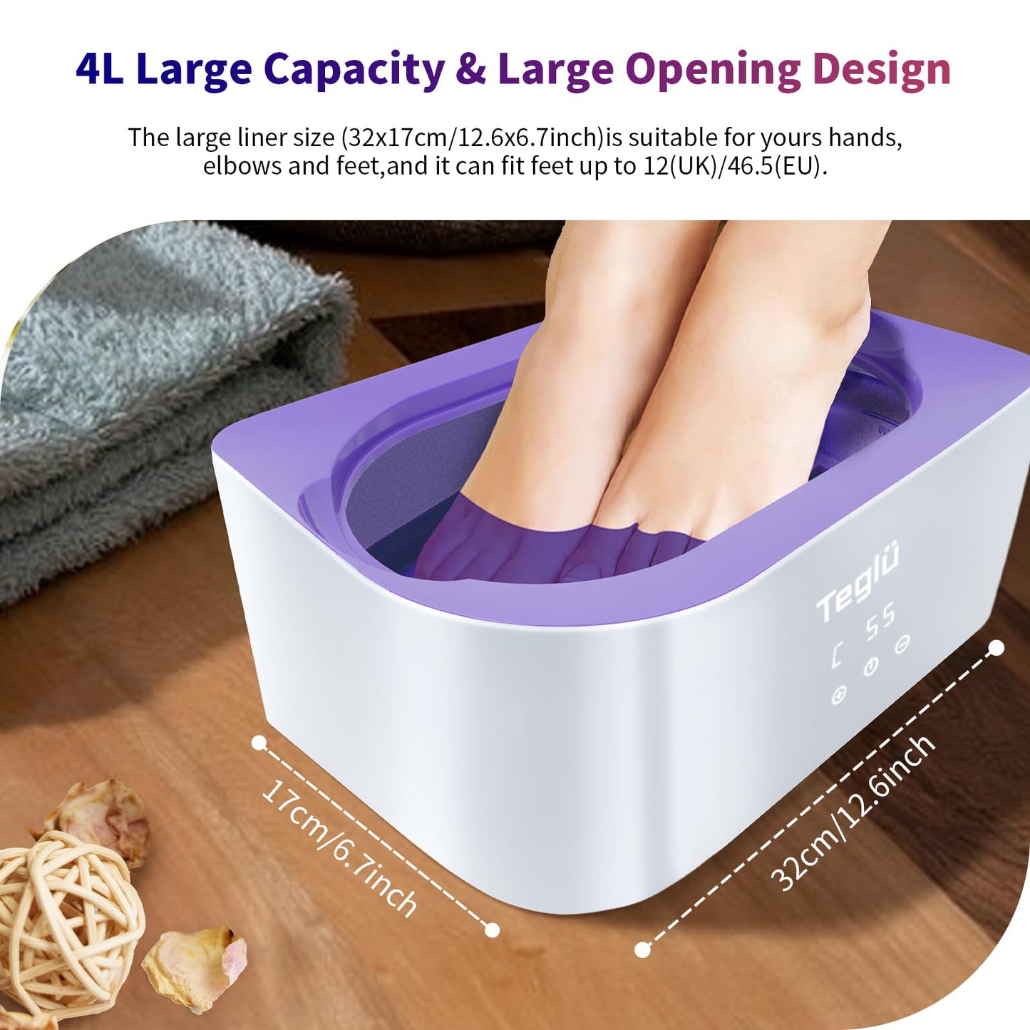 Paraffin Wax Machine for Hand and Feet, 4000ML Paraffin Wax Warmer Set with Accessories, 1350g, Paraffin Wax/Glove/Brush,200 W, White