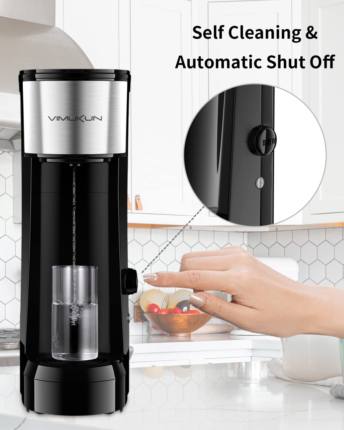 Single Serve Coffee Maker Coffee Brewer Compatible with K-Cup Single Cup Capsule, Single Cup Coffee Makers Brewer with 6 to 14oz Reservoir, Mini Size
