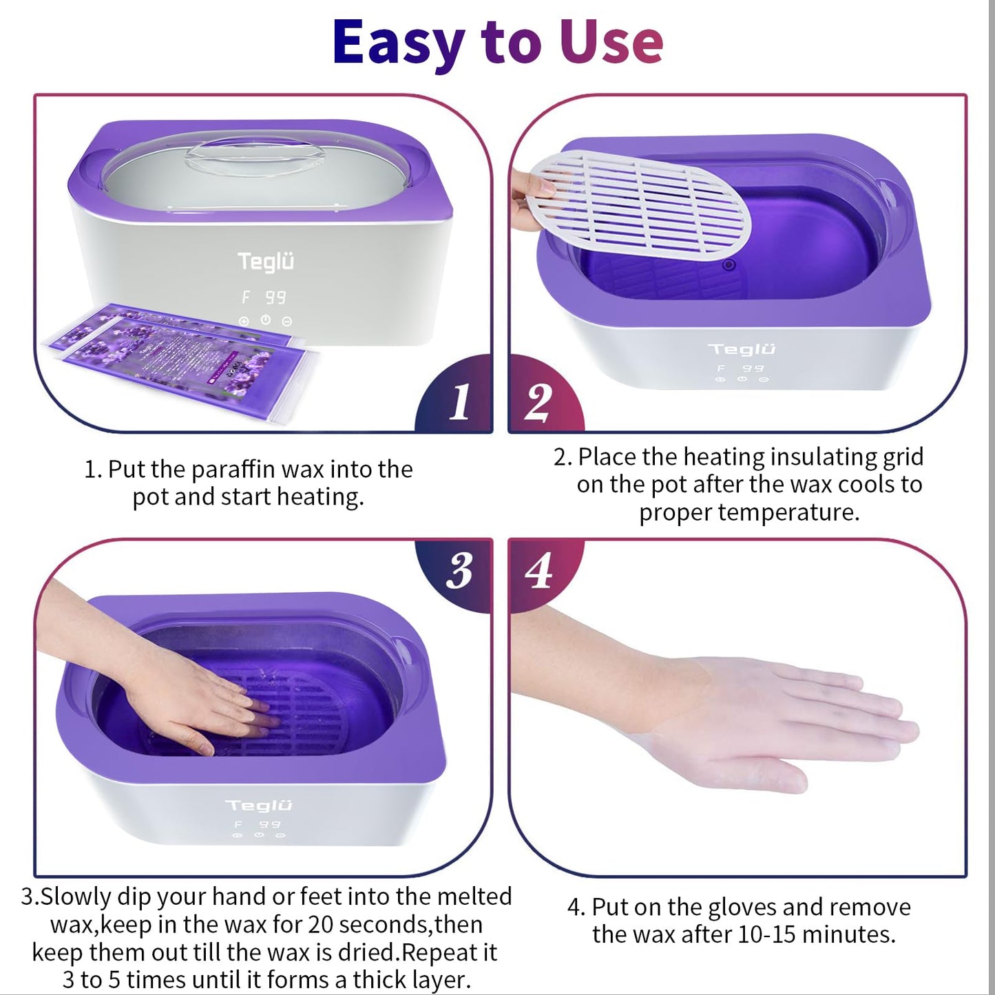 Paraffin Wax Machine for Hand and Feet, 4000ML Paraffin Wax Warmer Set with Accessories, 1350g, Paraffin Wax/Glove/Brush,200 W, White