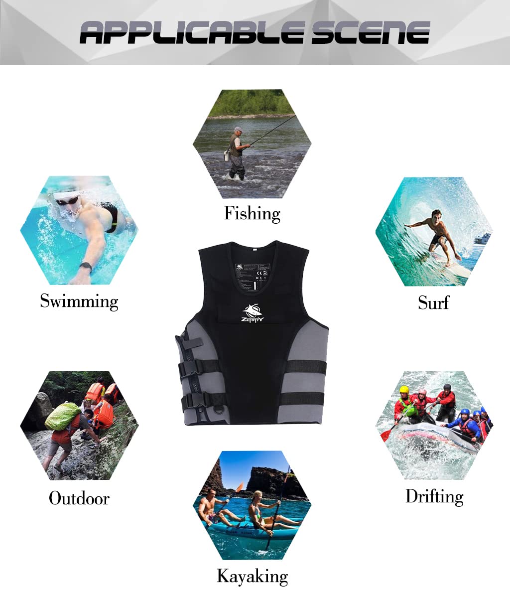 Zeraty Adult Life Jacket Swim Vest Men Impact Vest Buoyancy Swimming Vest Safety Life Jackets for Adult,Float Suit for Kayaking Fishing Surfing Canoeing Sailing