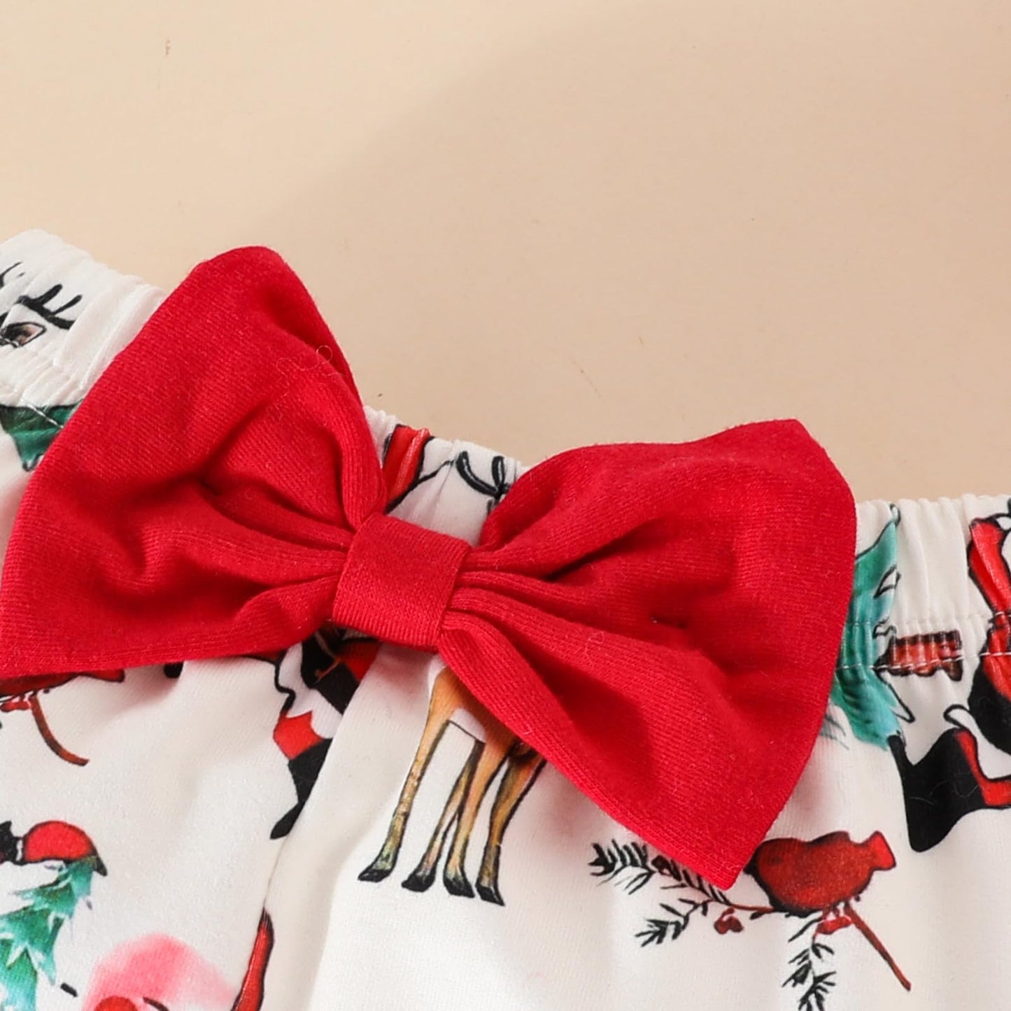 Baby Girls Christmas Outfits Long Sleeve Ruffle Romper Floral Pants Cute Winter Warm Xmas Infant Newborn Girls 3PCS Clothes Set 0-3 Months