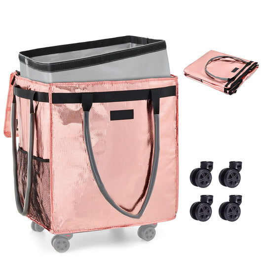 Fegat Reusable Grocery Bag on Wheels,Rolling Tote,Foldable Shopping Bags with Wheels and Handle for Trips, Moving, Laundry, Kitchen
